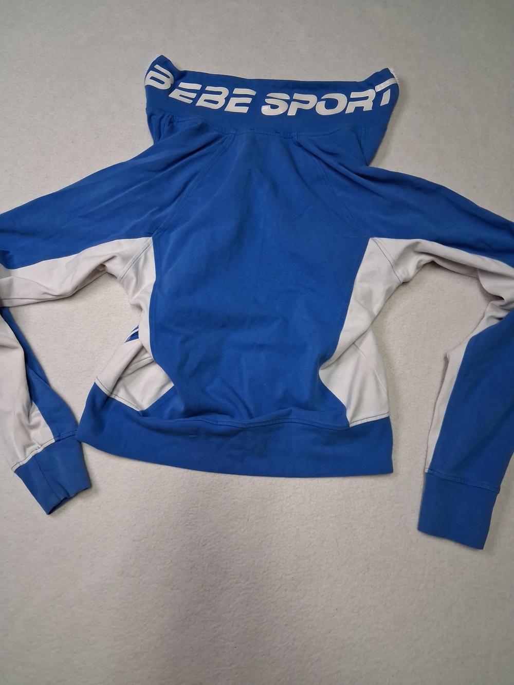 bebe Blue and White Women's Hooded Sweater